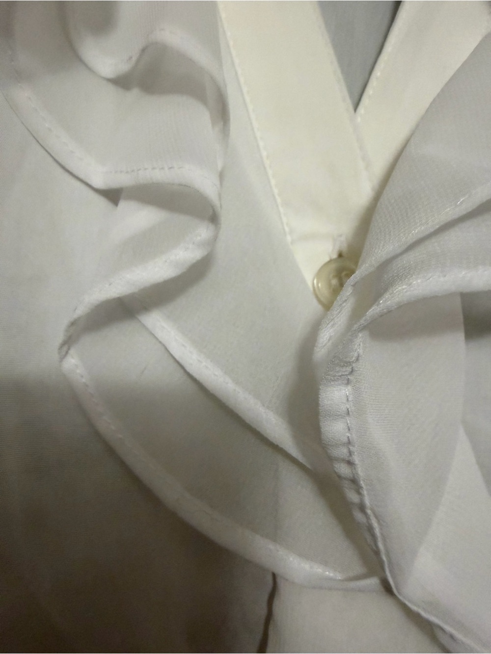 The Limited White Ruffle V-Neck Short Sleeve Blouse - Picture 3 of 6